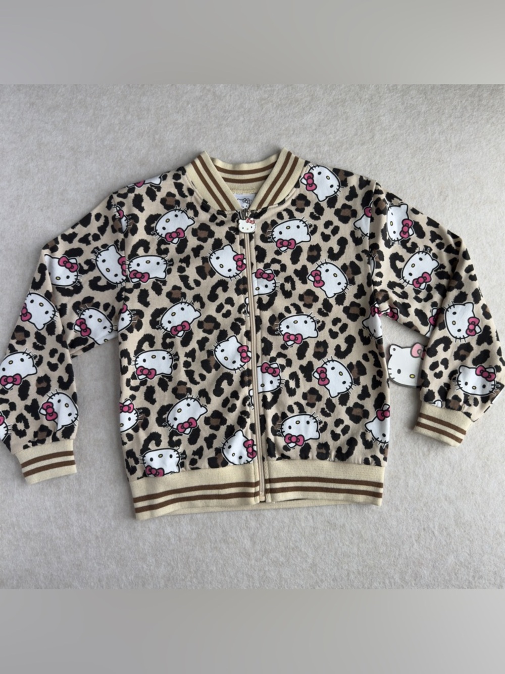 Hello Kitty Girls Leopard Print Full-Zip Jacket Size 7 Sanrio NWT NEW